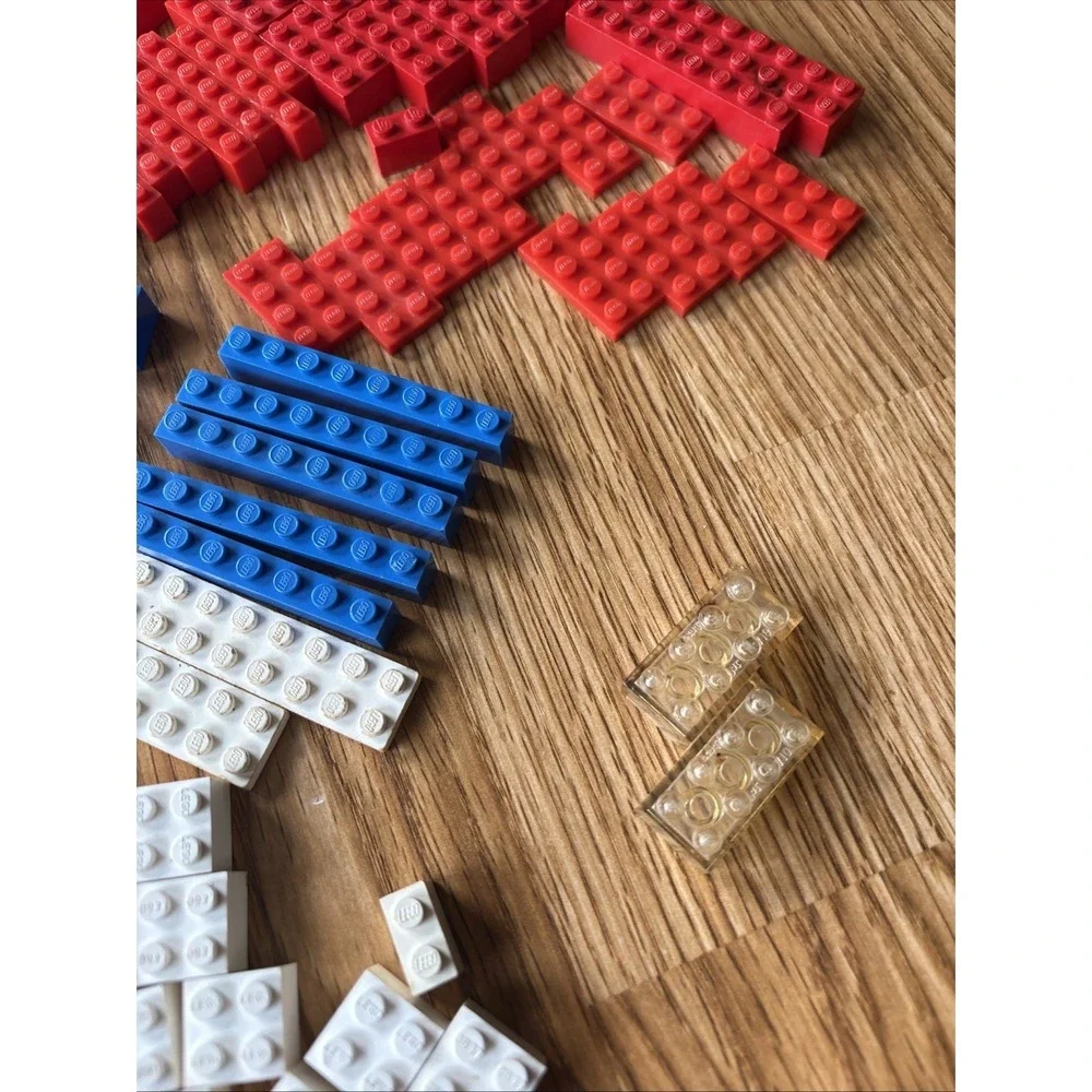 Vintage LEGO 150 Pieces Various Bricks Mostly Pat Pend Red White Blue 1958-1962